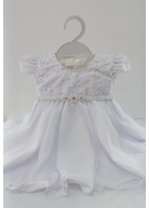 VESTIDO BRANCO BATIZADO MANGA PRINCESA TAM. M